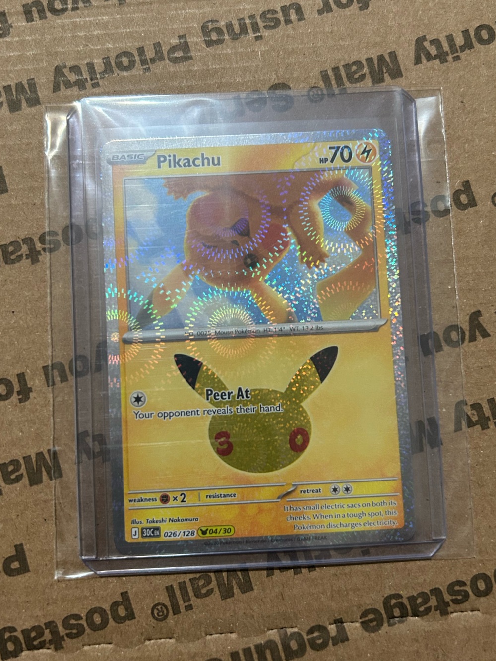 Holo Pikachu Card No. 026/128 ⚡️ 30th Celebration Pokemon TCG